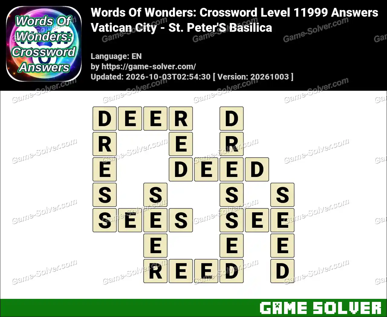 Words Of Wonders: Crossword Level 11999 Answers – Vatican City – St. Peter’S Basilica